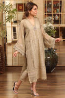 Picture of Cotton net chikankari - gold