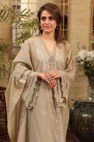 Picture of Cotton net chikankari - gold