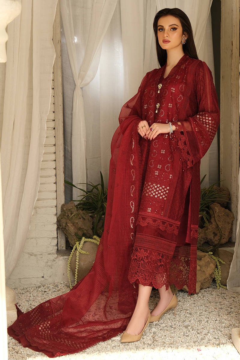 Picture of Chikankari Maroon - Full set