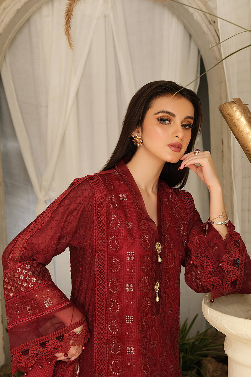 Picture of Chikankari Maroon - Full set