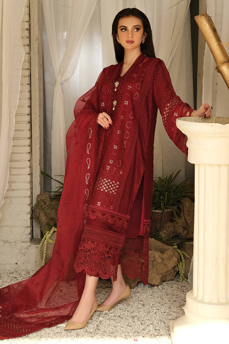 Picture of Chikankari Maroon - Full set