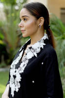Picture of Black chikan lace collar