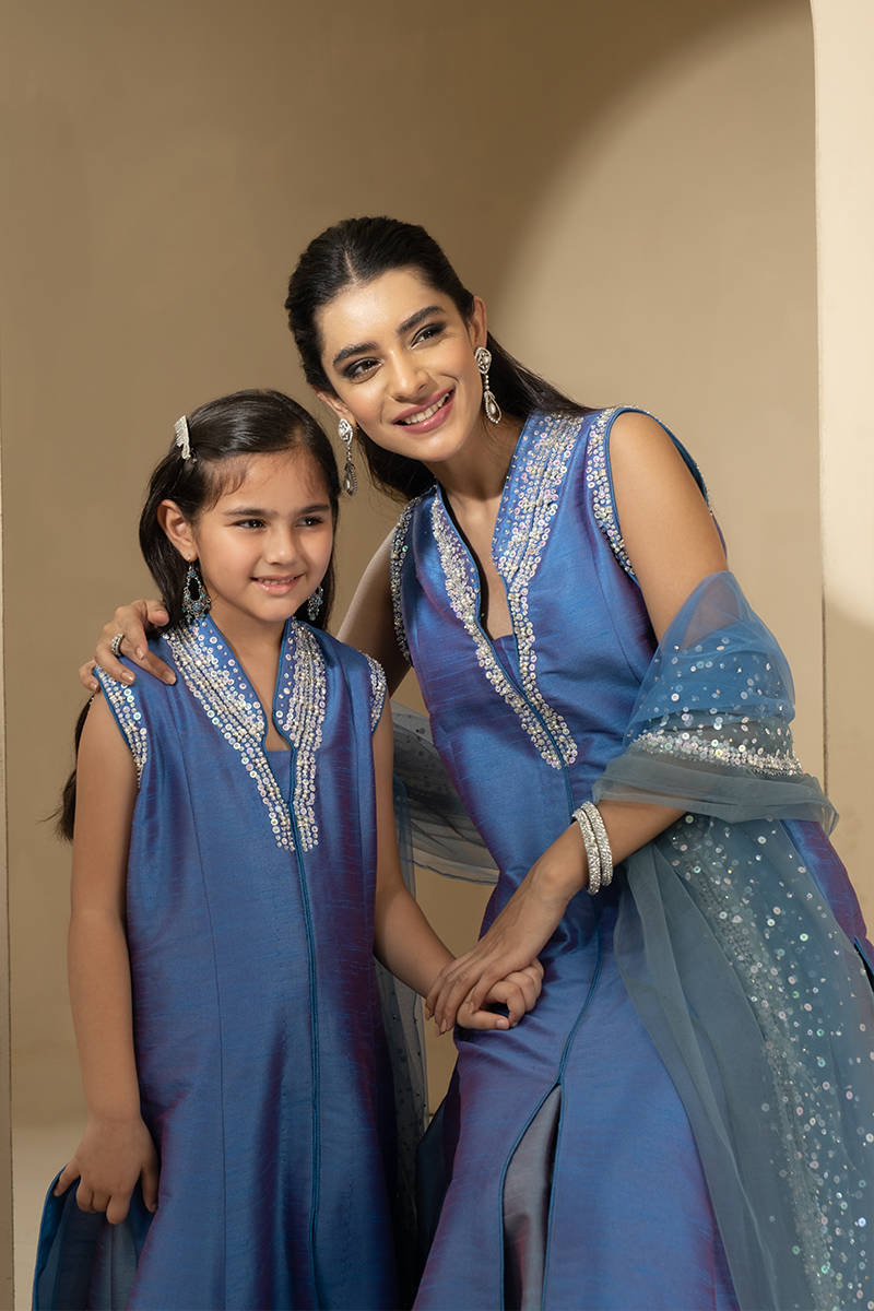 Picture of Silver Ice Gown with Lehnga Kids