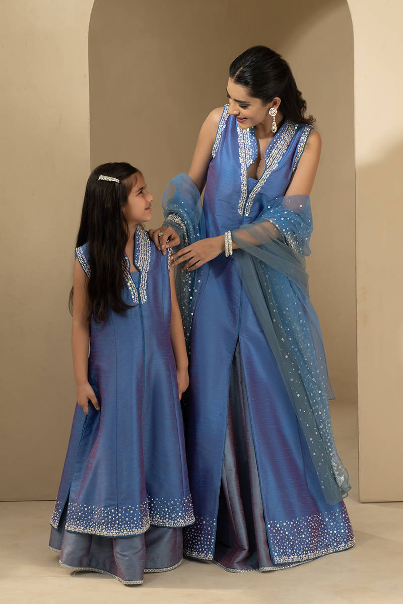 Picture of Silver Ice Gown with Lehnga Kids
