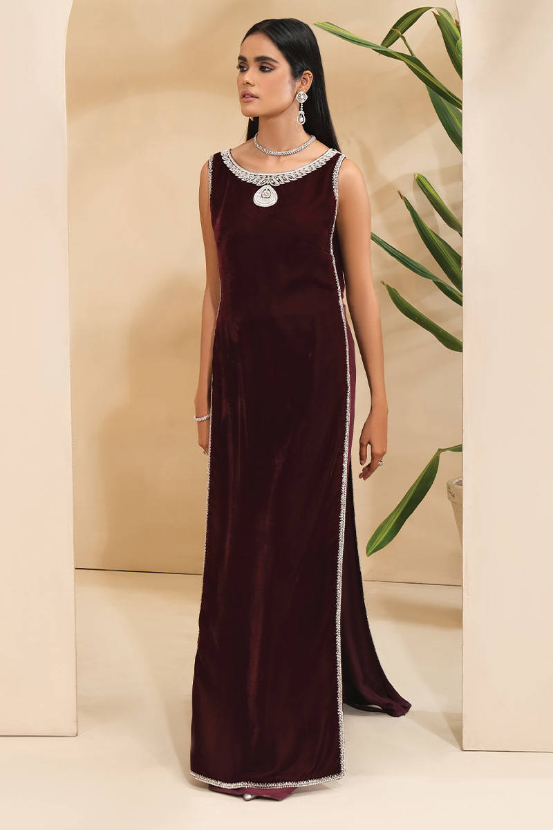 Picture of Sleek N Silver Velvet With Wide Legged Pants With Pockets