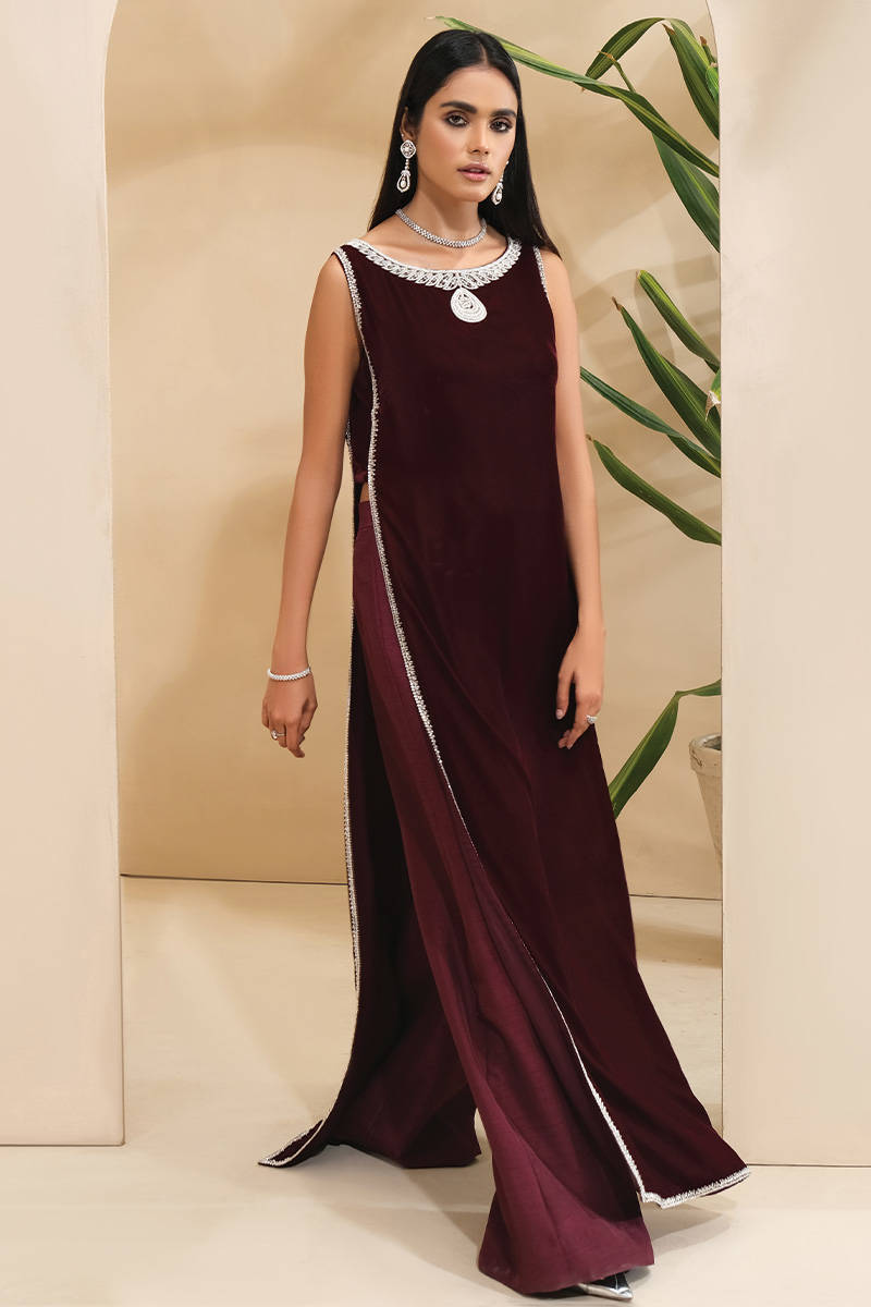 Picture of Sleek N Silver Velvet With Wide Legged Pants With Pockets