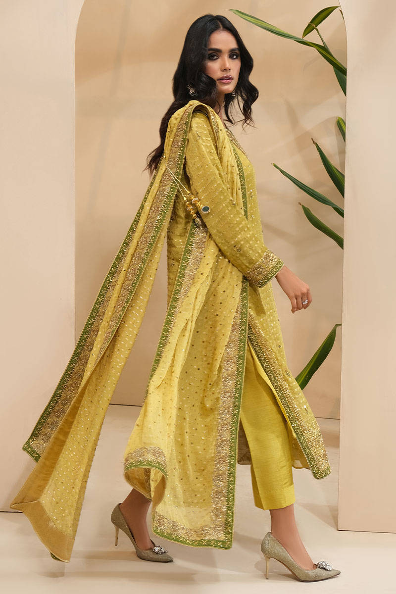 Picture of Mehndi Gold With Dupatta And Pants