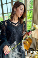 Picture of Black Rose Net with Pants and Dupatta