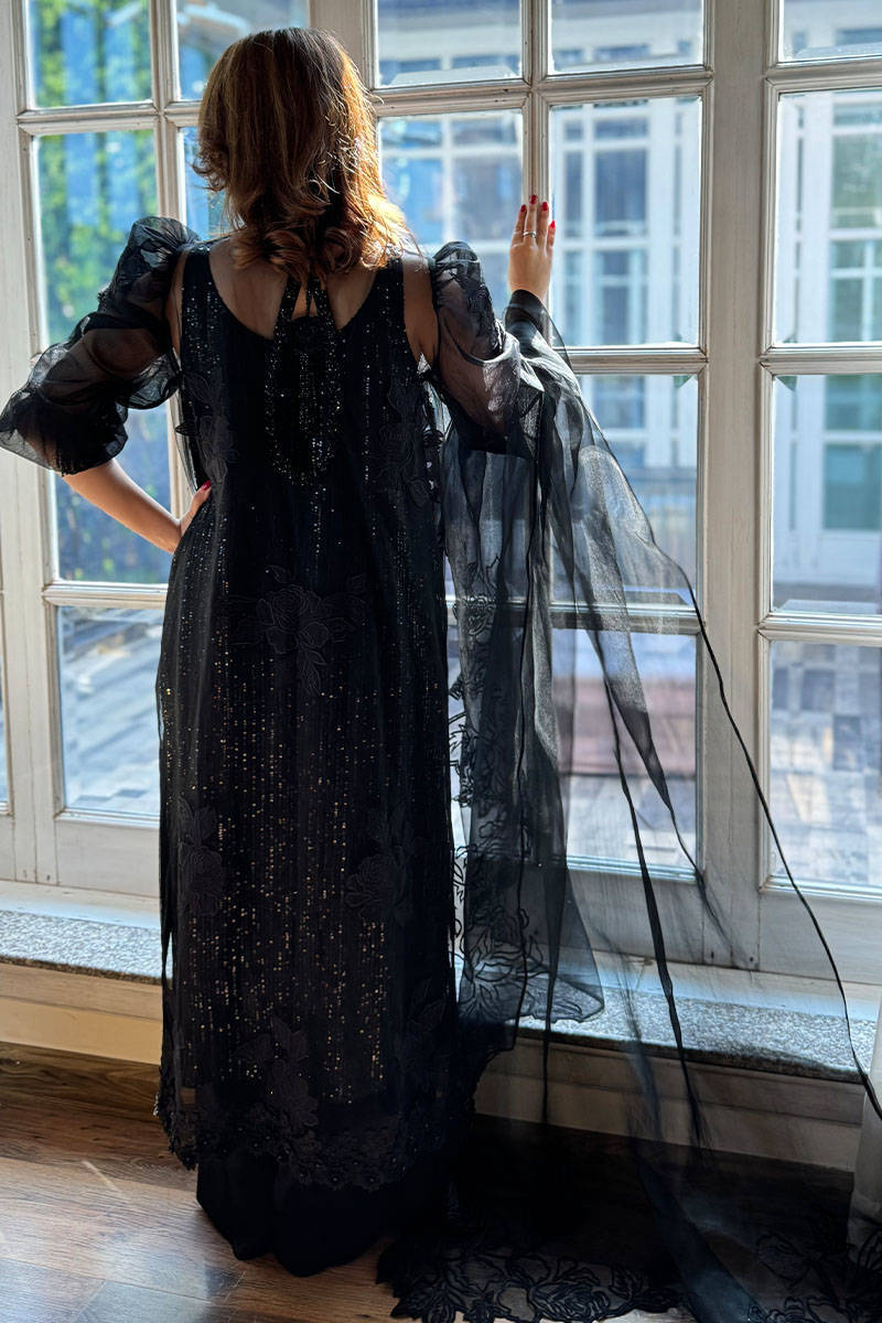 Picture of Black Rose Net with Pants and Dupatta