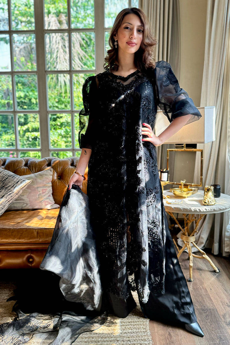 Picture of Black Rose Net with Pants and Dupatta