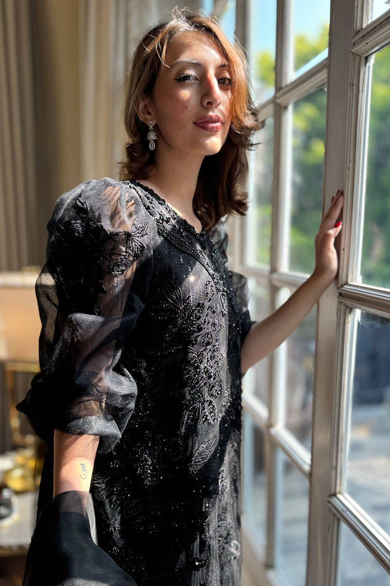 Picture of Black Rose Net with Pants and Dupatta