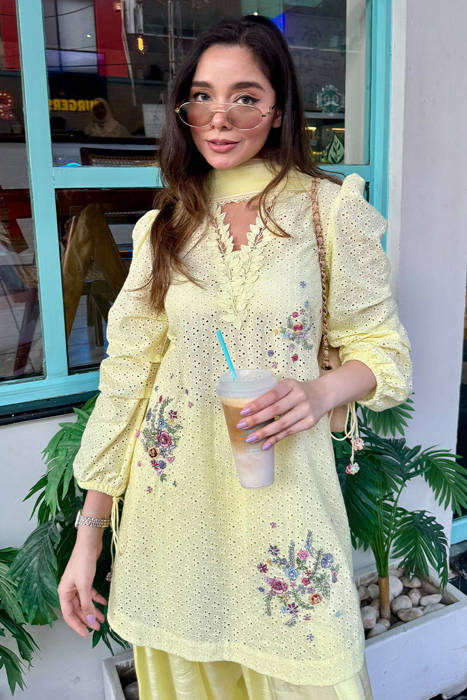 Lemon June With Silk Farshi Shalwar