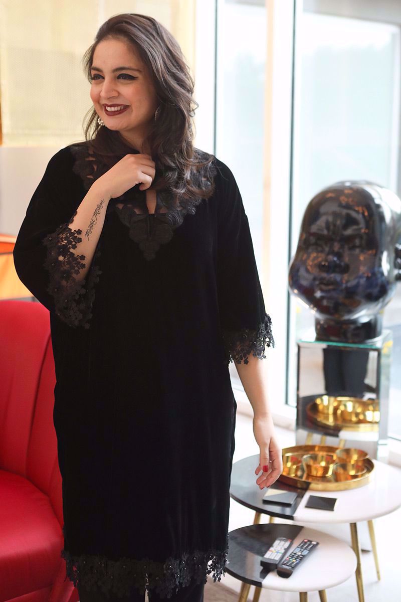 Picture of Black floral velvet