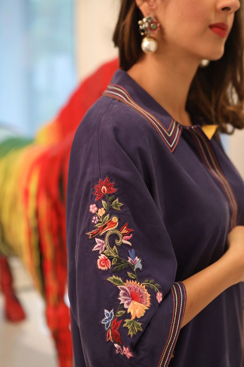 Picture of Collar Shirt With Laser And Embroidery - Blue