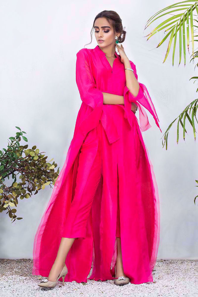 Picture of Silk slit gown with pants