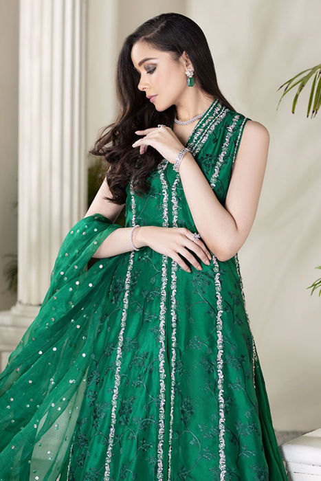 Embroidered silk gown