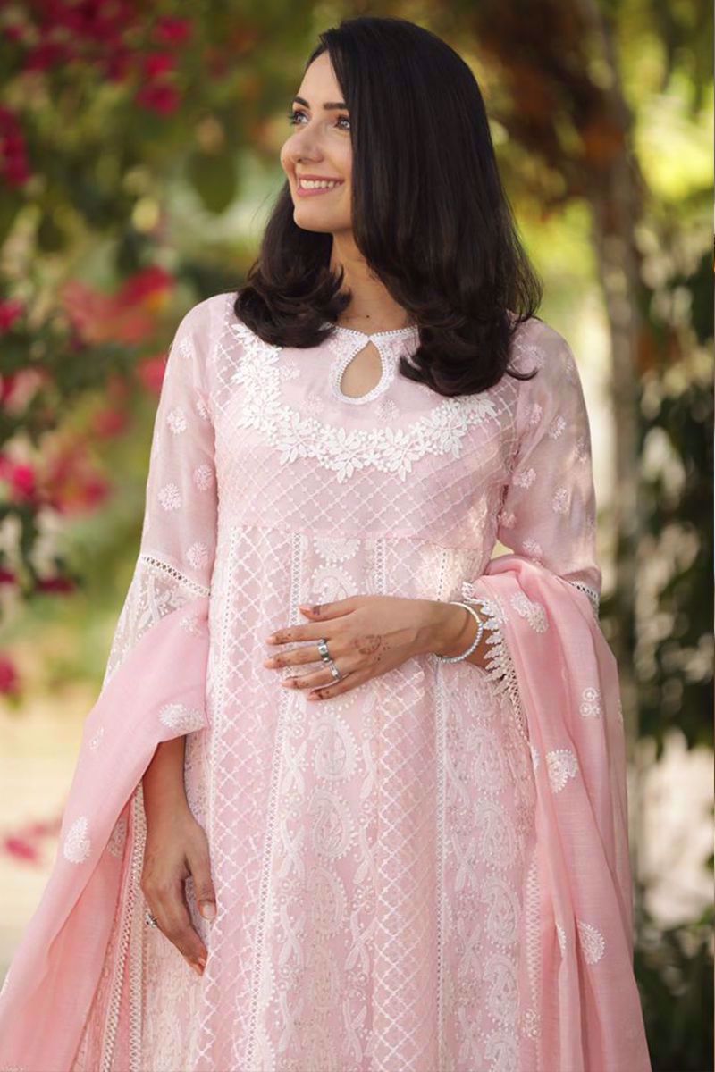 Picture of Chikankari angarkha  with dupatta