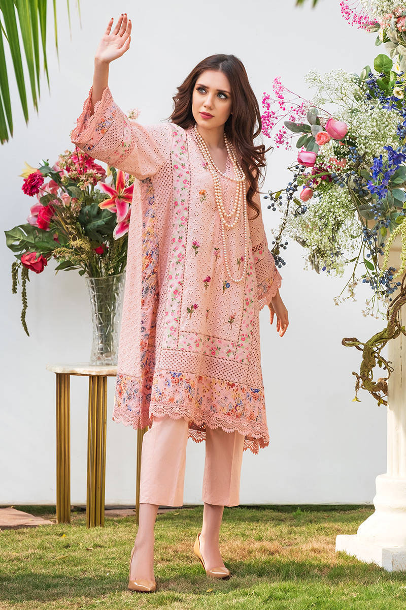 Picture of Peach Floral Chikan