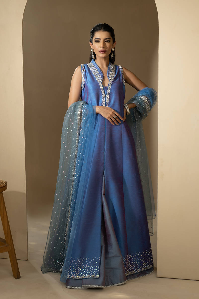 Picture of Silver Ice Gown With Lehnga