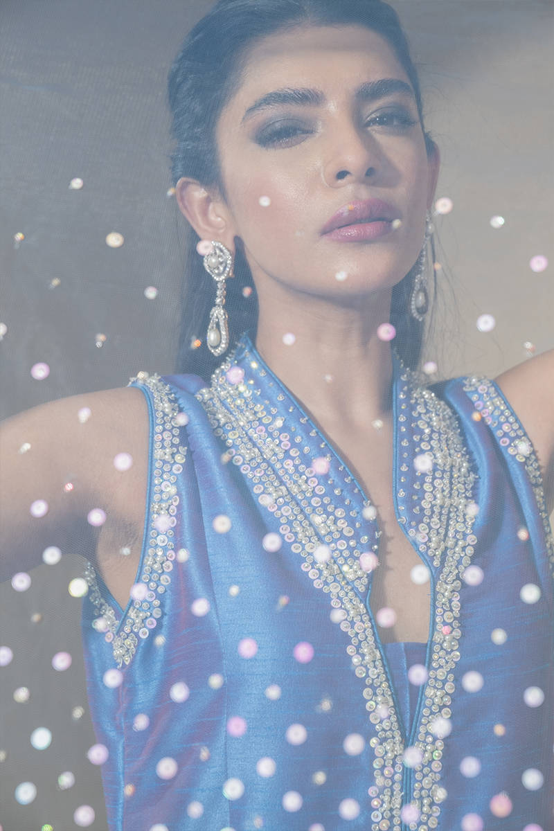 Picture of Silver Ice Gown With Lehnga