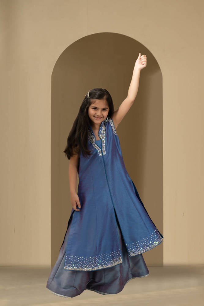Picture of Silver Ice Gown with Lehnga Kids