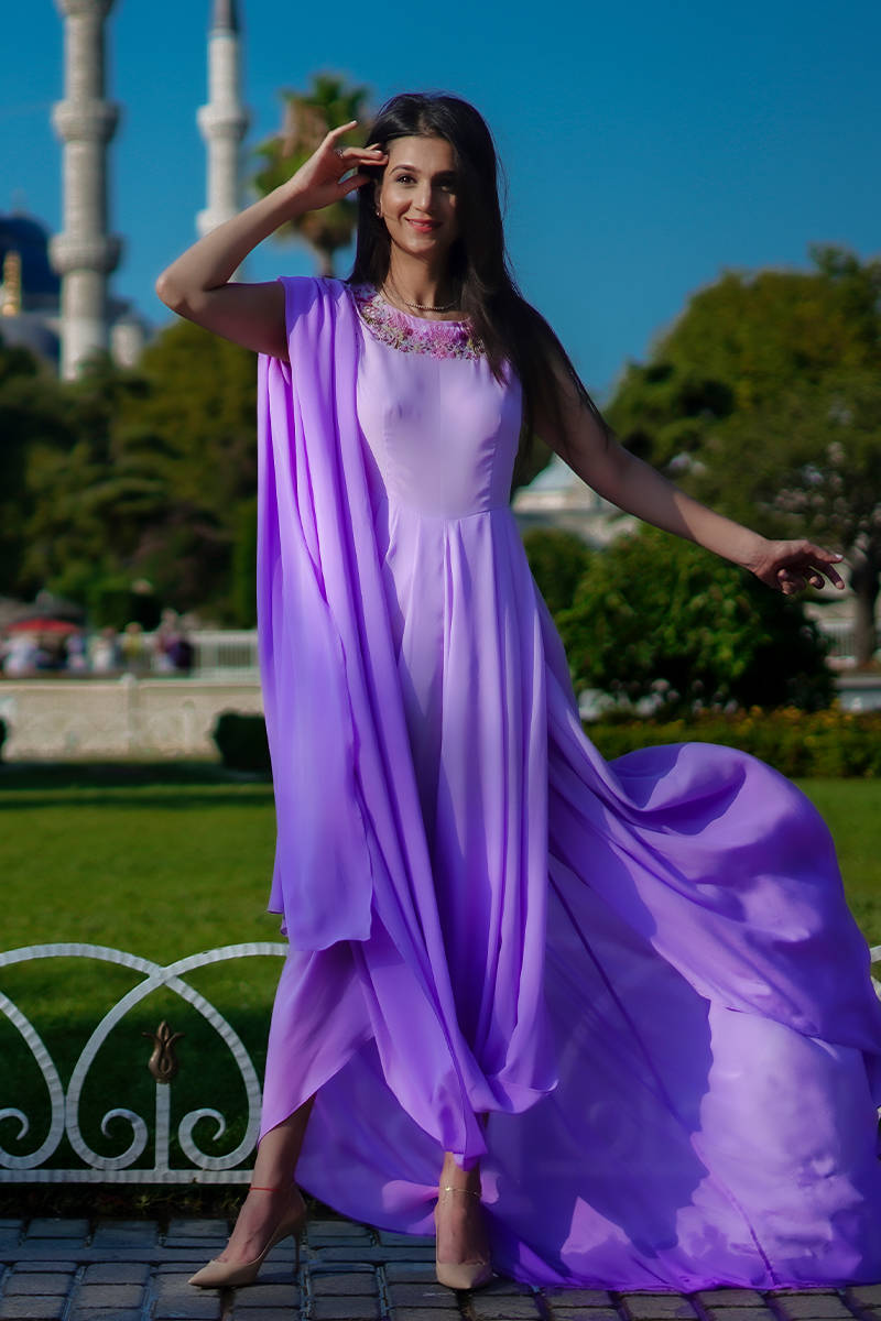 Lavender blossoming lilac gown
