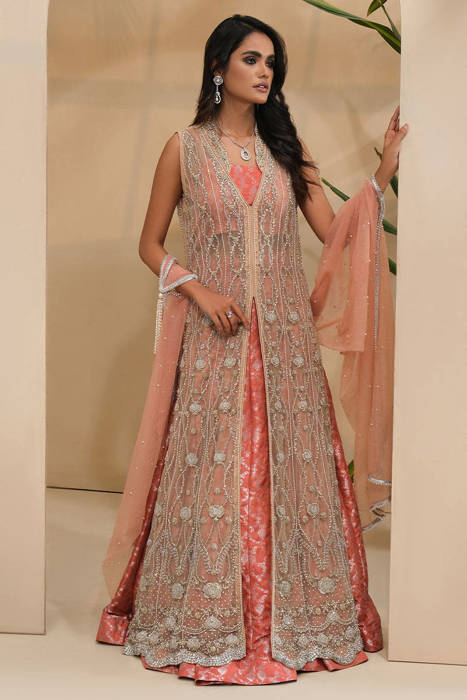 Frosty Gown with Lehenga and Dupatta