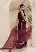 Picture of Sleek N Silver Velvet With Wide Legged Pants With Pockets