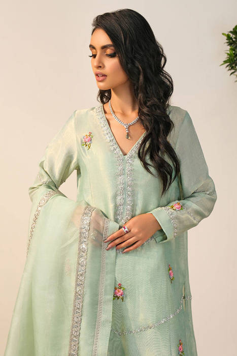 Mint Rose With Dupatta And Pants