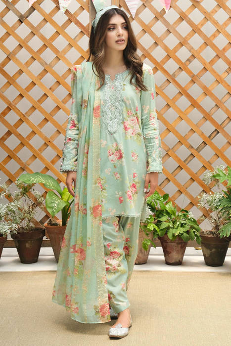 Aqua Floral with Shalwar