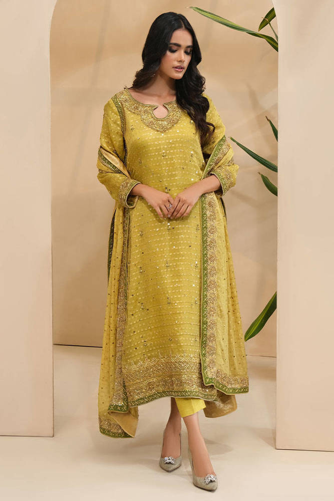 Picture of Mehndi Gold With Dupatta And Pants