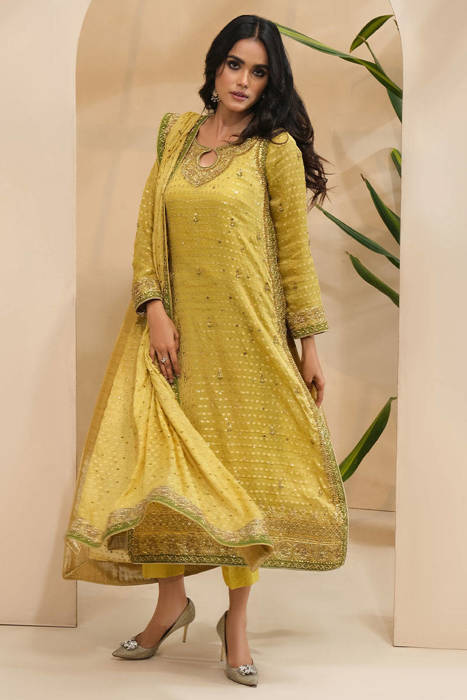 Mehndi Gold With Dupatta And Pants