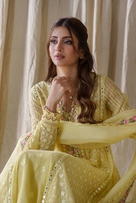 Lemon Rose Peshwas With Dupatta