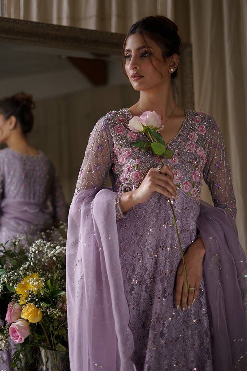 Picture of Lilac Lace Pishwas With Dupatta