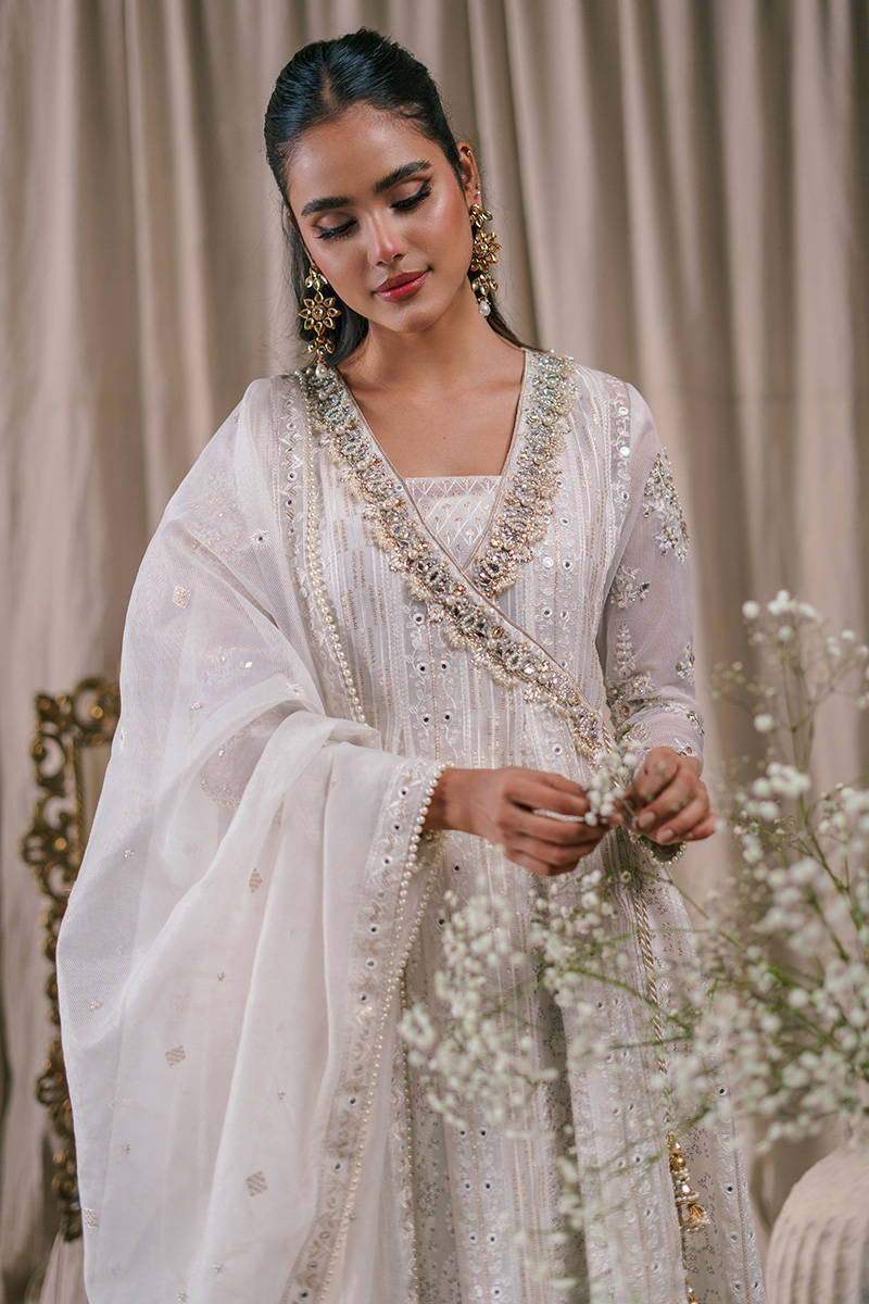 Picture of Cream Pearl Angrakha With Dupatta