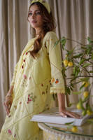 Picture of Lemon cherry with plain cotton shalwar/pant