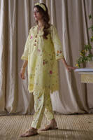Picture of Lemon cherry with plain cotton shalwar/pant