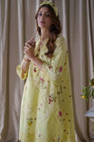 Picture of Lemon cherry with plain cotton shalwar/pant