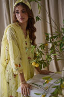 Picture of Lemon cherry with plain cotton shalwar/pant