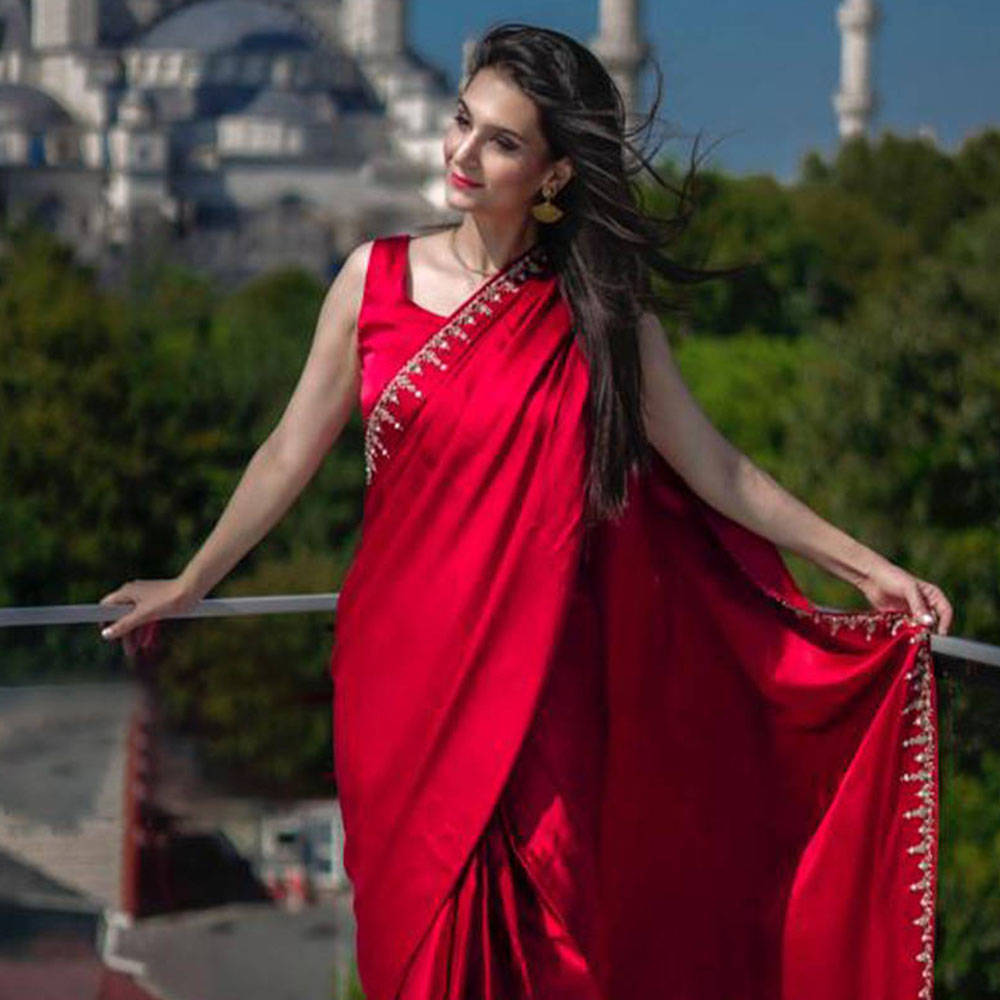 Picture of Light Satin Stitch Sari and Blouse