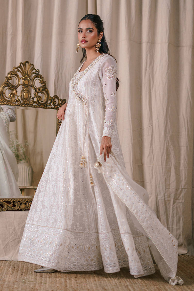 Picture of Cream Pearl Angrakha With Dupatta