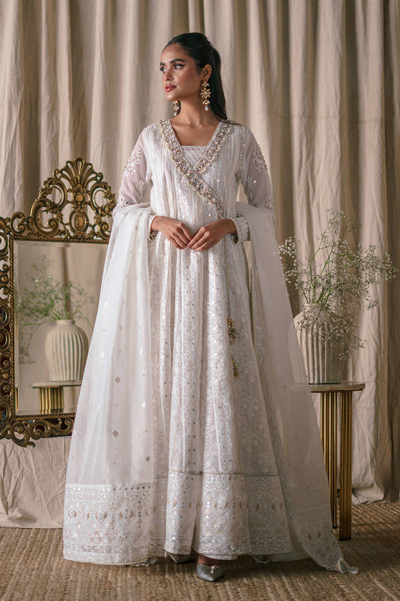 Picture of Cream Pearl Angrakha With Dupatta