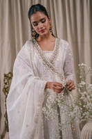 Picture of Cream Pearl Angrakha With Dupatta