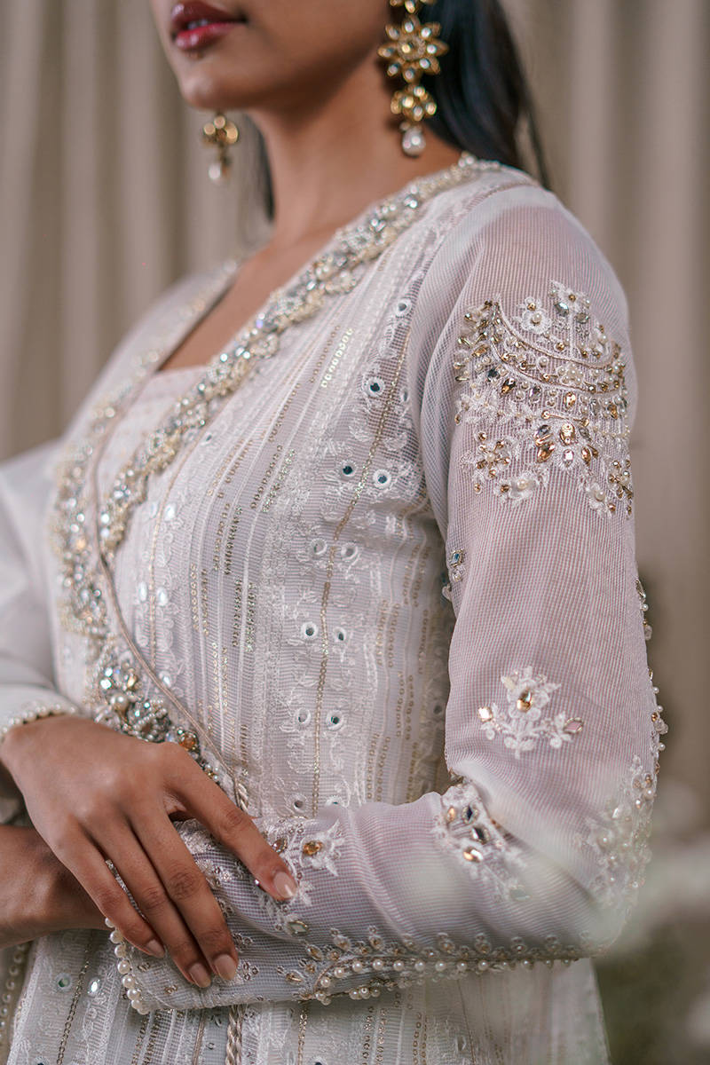 Picture of Cream Pearl Angrakha With Dupatta