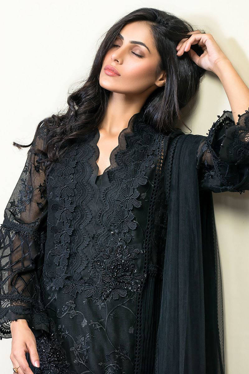 Picture of Scallop lace black - Fancy dupata (As shown)