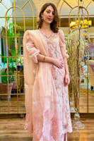 Picture of Tea Pink Rose Net with Pants and Dupatta