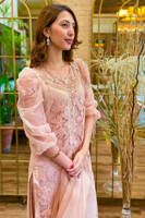 Picture of Tea Pink Rose Net with Pants and Dupatta