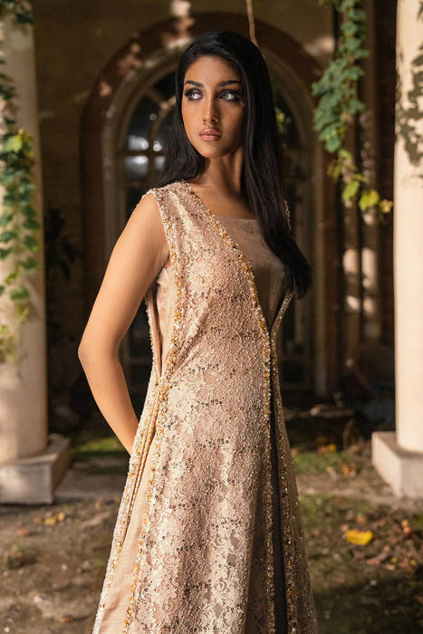 Crystal Lace Gown With Jumpsuit