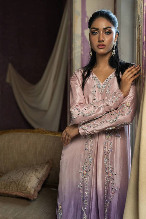 Lilac Ombre Silk With Pants