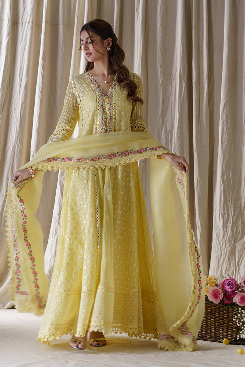 Picture of Lemon Rose Peshwas With Dupatta